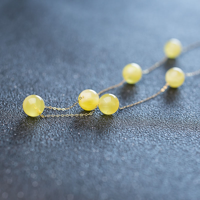 18K波罗的海鸡油黄蜜蜡圆珠项链-红掌柜