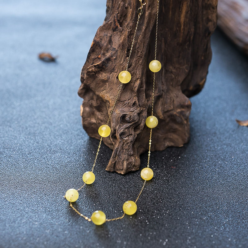 18K波罗的海天然蜜蜡圆珠项链-红掌柜