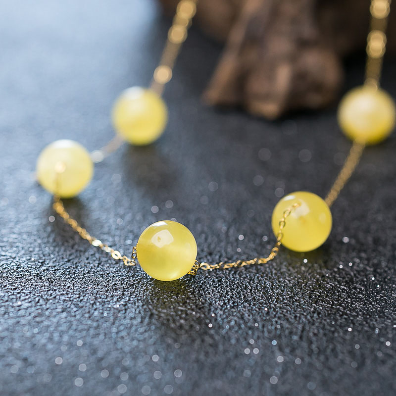 18K波罗的海天然鸡油黄蜜蜡项链-红掌柜