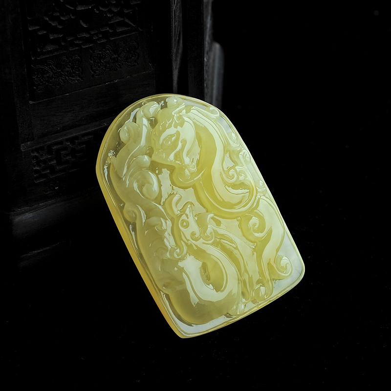 波罗的海天然蜜蜡龙凤呈祥吊坠-红掌柜