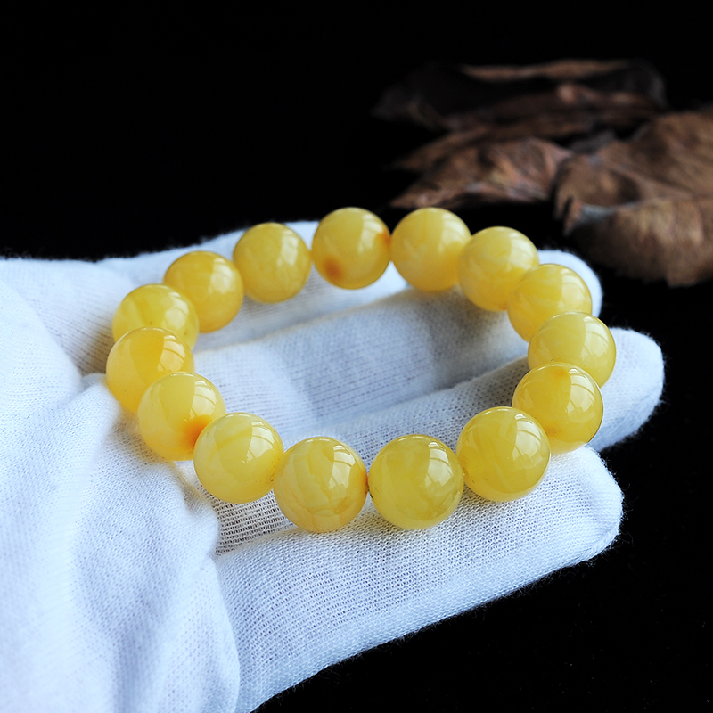 明黄色天然满蜜手串-红掌柜