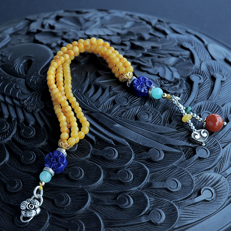 青金石搭配蜜蜡手饰-红掌柜