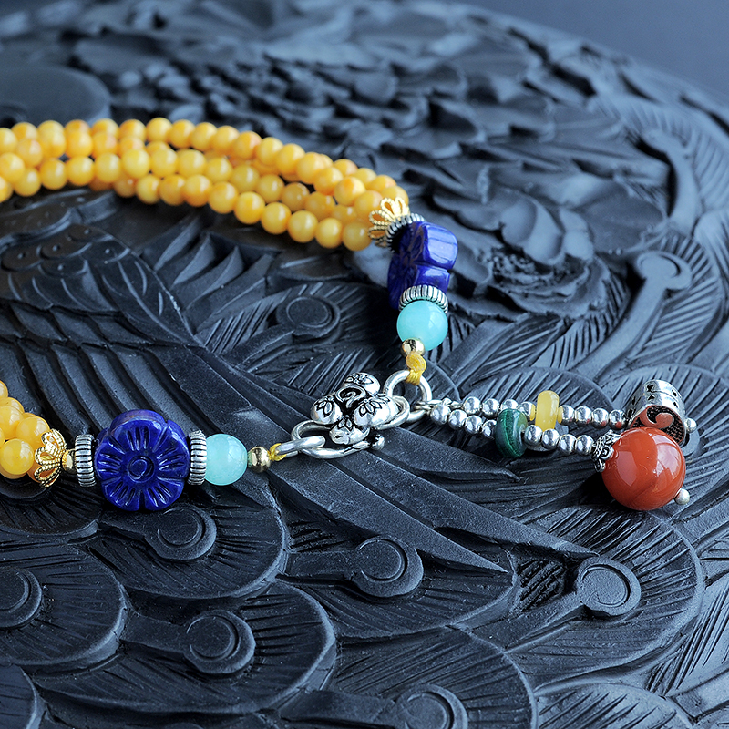 南红玛瑙搭配蜜蜡手串-红掌柜