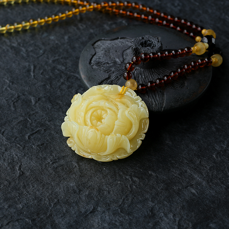 蜜蜡花吊坠- 红掌柜珠宝