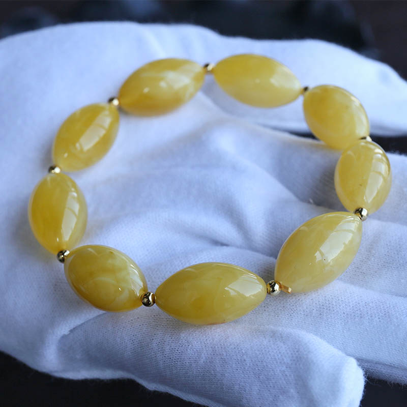 波罗的海鸡油黄橄榄珠手串-红掌柜