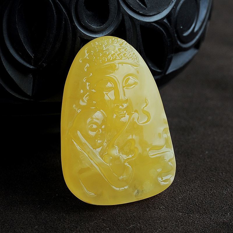 鸡油黄蜜蜡挂坠-红掌柜