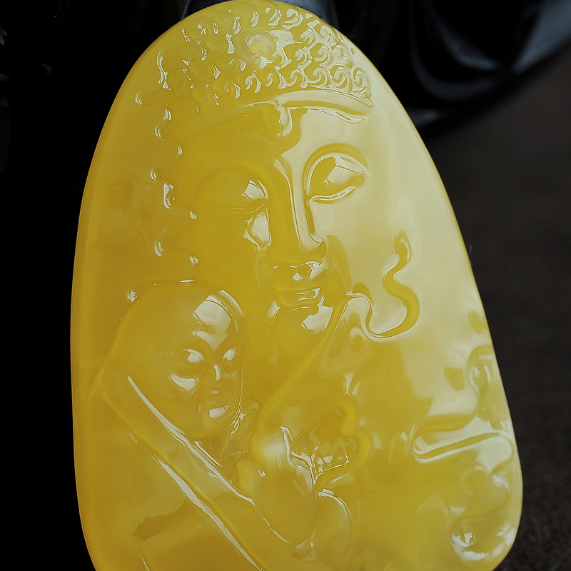 鸡油黄蜜蜡吊坠-红掌柜