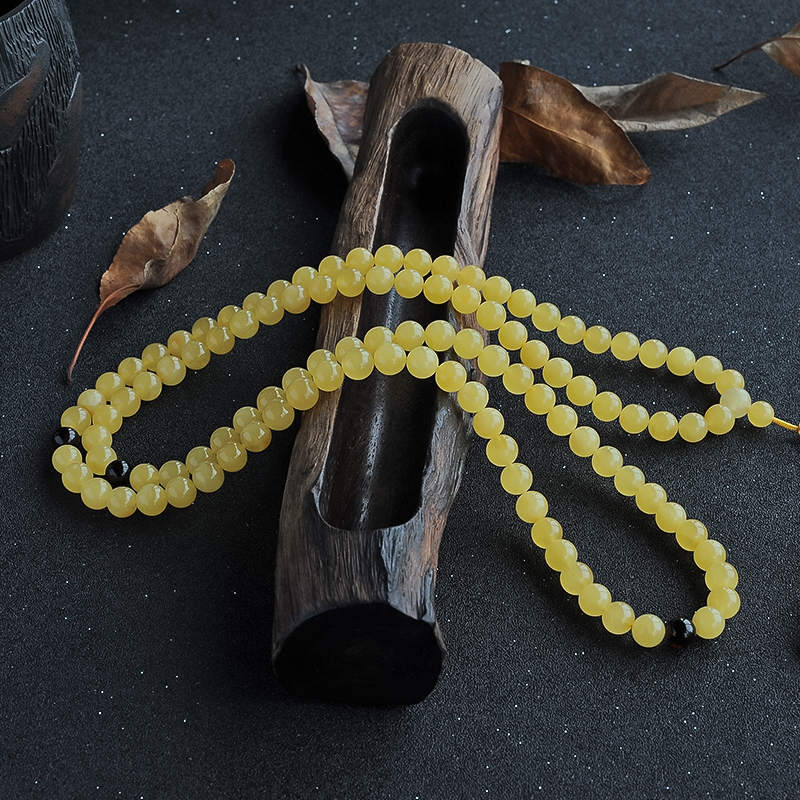 鸡油黄蜜蜡108手串-红掌柜