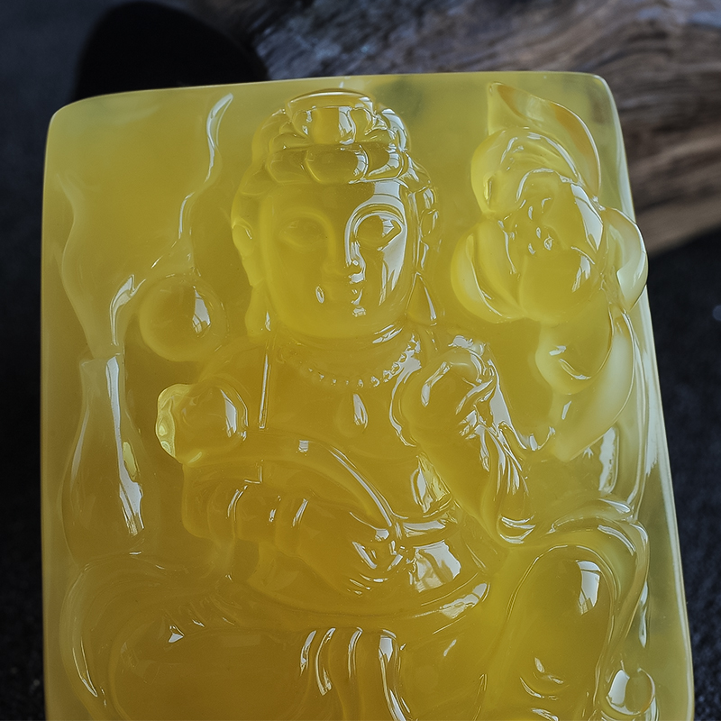 鸡油黄蜜蜡普贤菩萨挂坠-红掌柜