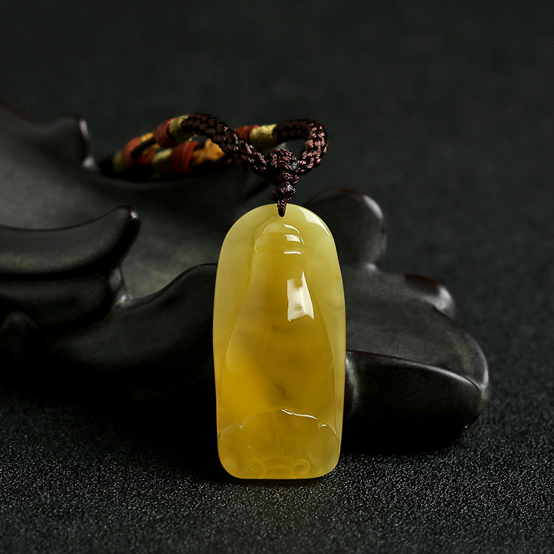 鸡油黄蜜蜡如意吊坠-红掌柜