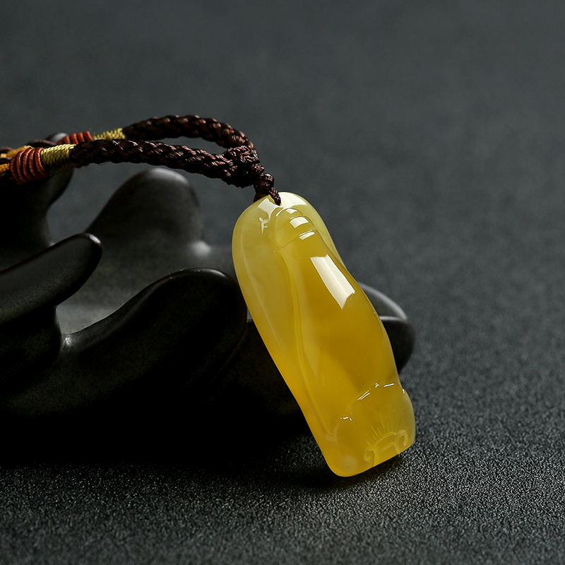 波罗的海鸡油黄蜜蜡吊坠-红掌柜