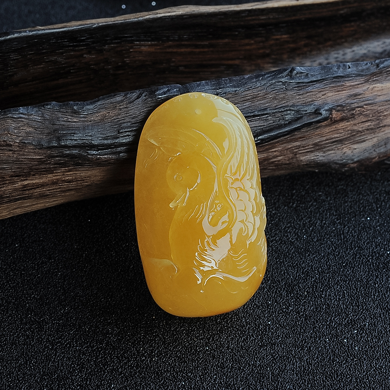 鸡油黄蜜蜡天鹅吊坠-红掌柜