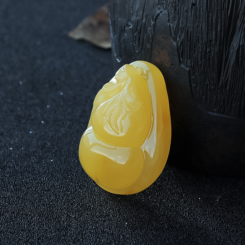 鸡油黄蜜蜡葫芦吊坠-红掌柜