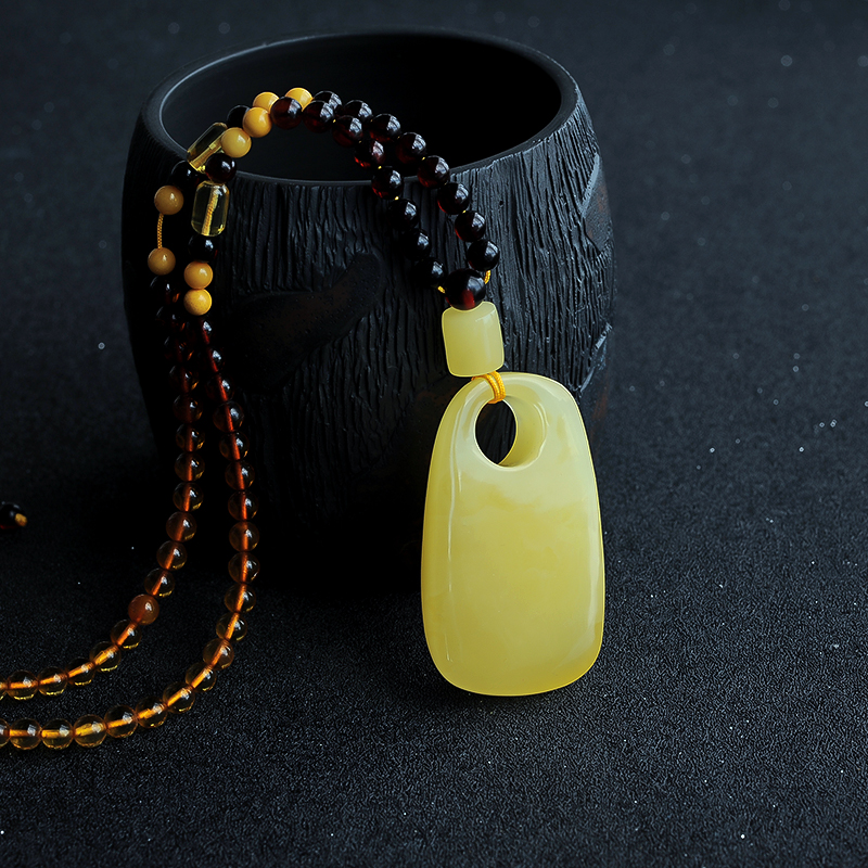 鸡油黄蜜蜡吊坠-红掌柜