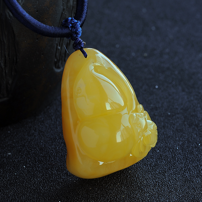 鸡油黄蜜蜡挂坠-红掌柜