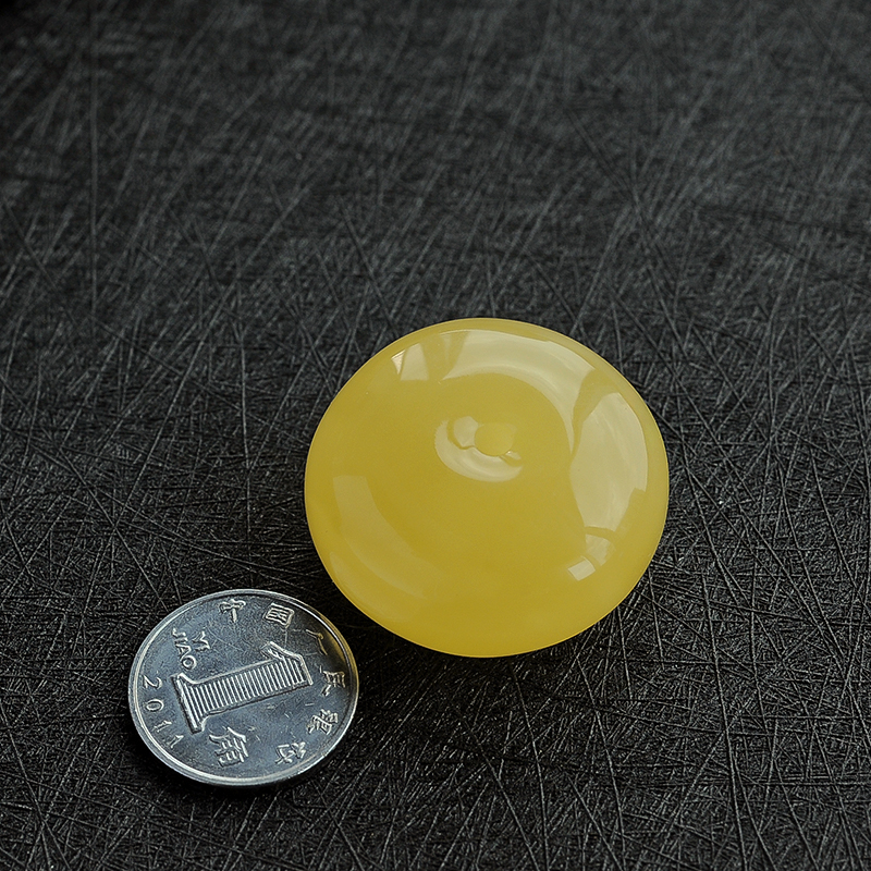 鸡油黄蜜蜡平安扣挂坠-红掌柜