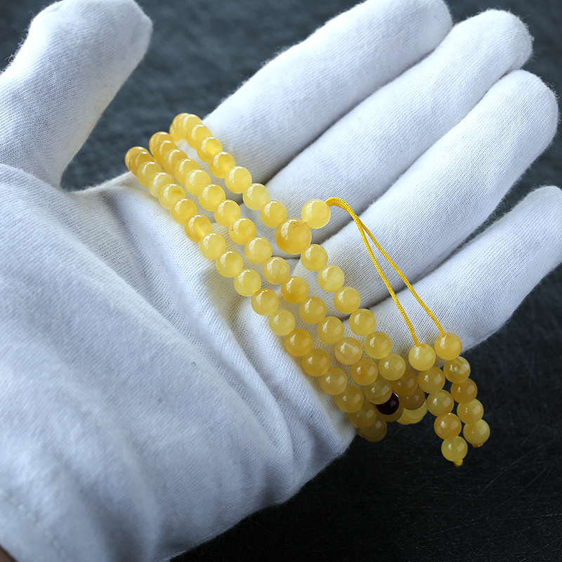 波罗的海鸡油黄蜜蜡108佛珠-红掌柜