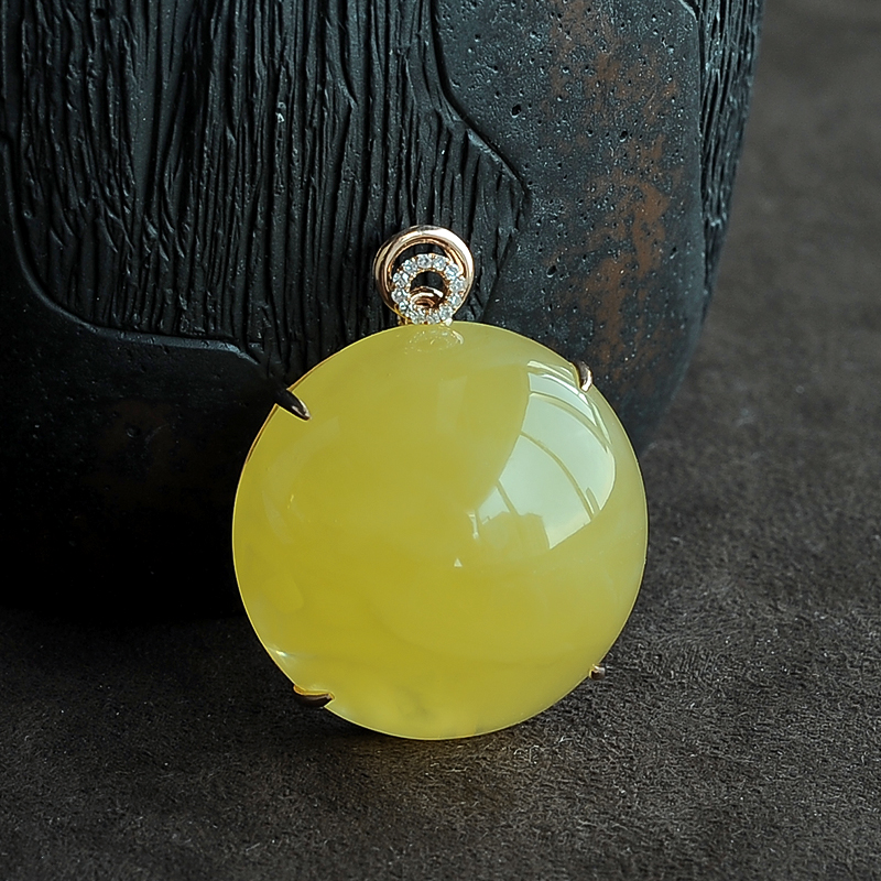 18k金镶嵌蜜蜡蛋面 - 红掌柜珠宝