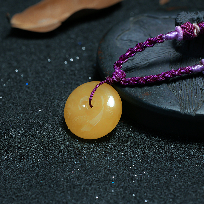 鸡油黄满蜜平安扣挂坠-红掌柜