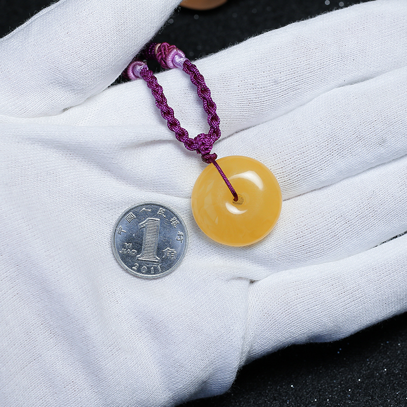 鸡油黄蜜蜡平安扣-红掌柜