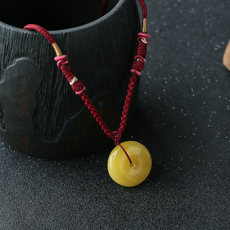 鸡油黄平安扣挂件-红掌柜