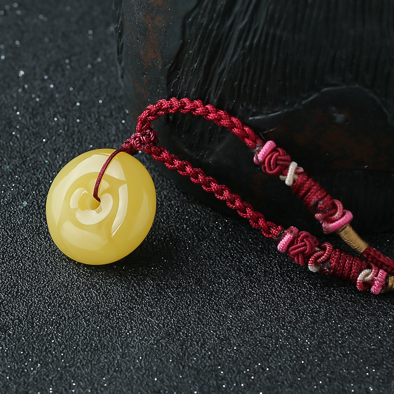 蜜蜡平安扣挂坠-红掌柜