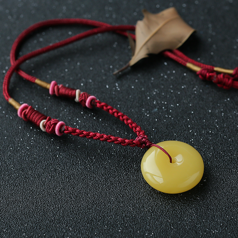 蜜蜡平安扣吊坠-红掌柜