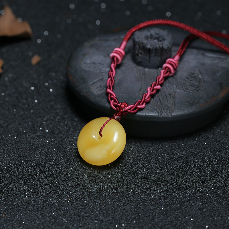 鸡油黄满蜜平安扣-红掌柜