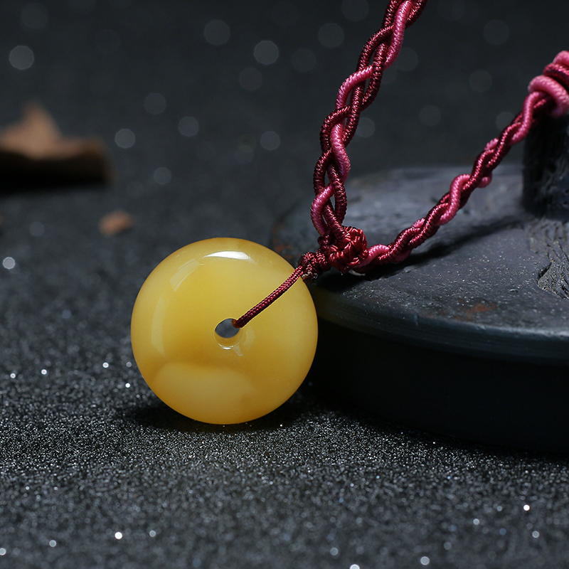 鸡油黄满蜜平安扣吊坠-红掌柜