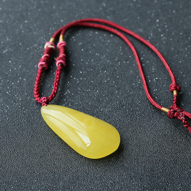 鸡油黄蜜蜡吊坠-红掌柜