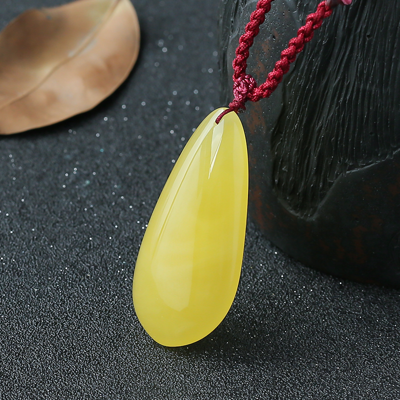 鸡油黄蜜蜡挂坠-红掌柜