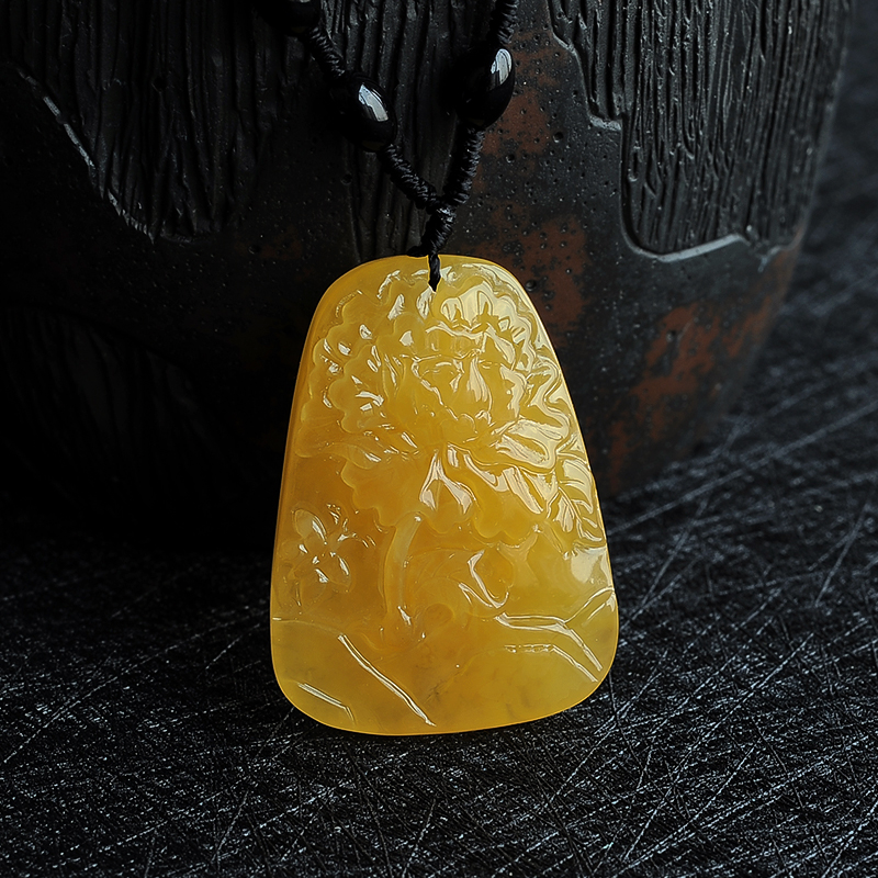 蜜蜡牡丹花吊坠 - 红掌柜珠宝