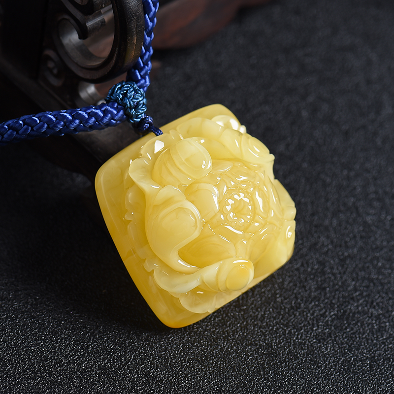 蜜蜡花开富贵 - 红掌柜珠宝