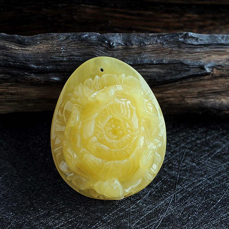 蜜蜡花开富贵吊坠 - 红掌柜珠宝