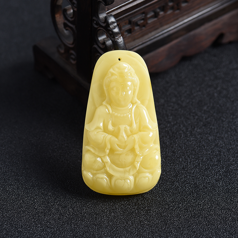 满黄观音牌子吊坠 - 红掌柜珠宝