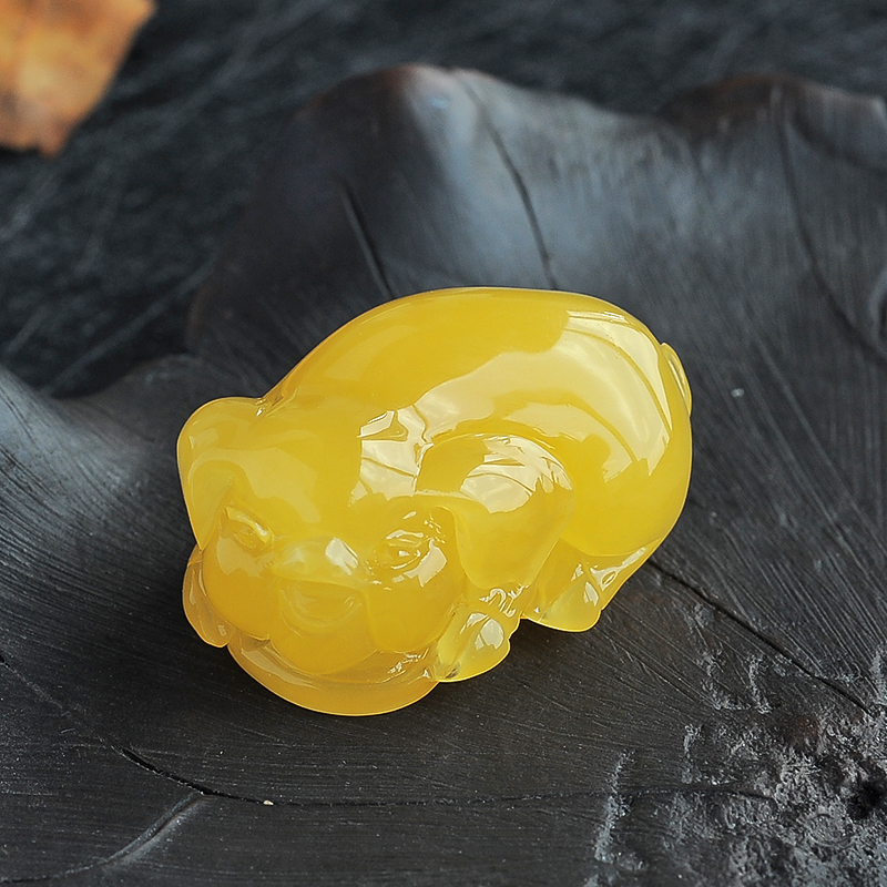 蜜蜡生肖猪吊坠 - 红掌柜珠宝