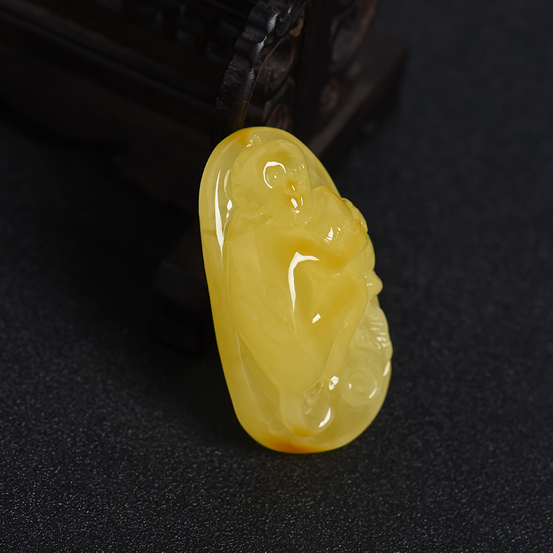 蜜蜡灵猴献寿 - 红掌柜珠宝