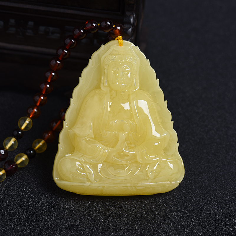 满黄蜜蜡观音吊坠 - 红掌柜珠宝
