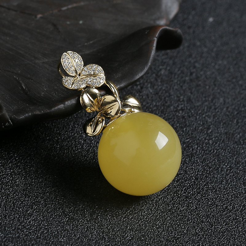 蜜蜡圆珠吊坠 - 红掌柜