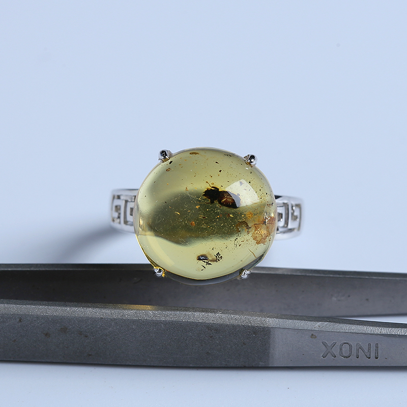 银镶精品甲虫珀戒指-红掌柜