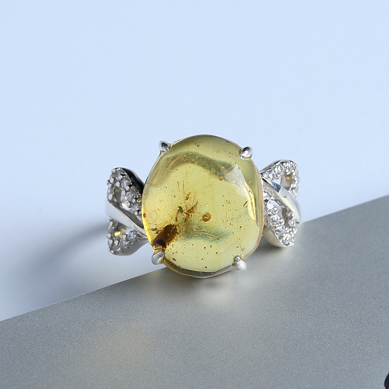 银镶精品甲虫珀戒指-红掌柜