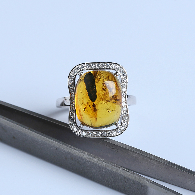 银镶精品甲虫珀戒指-红掌柜