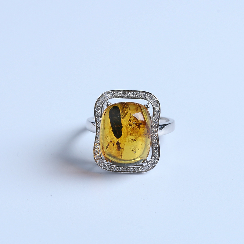 银镶甲虫珀戒指-红掌柜