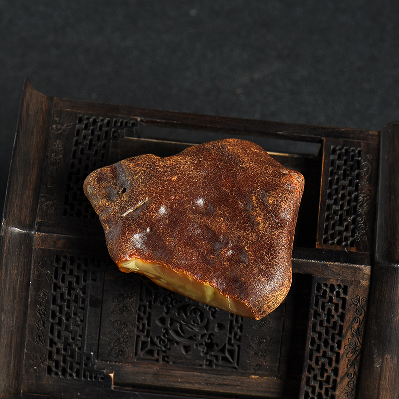 天然带皮蜜蜡原矿-红掌柜