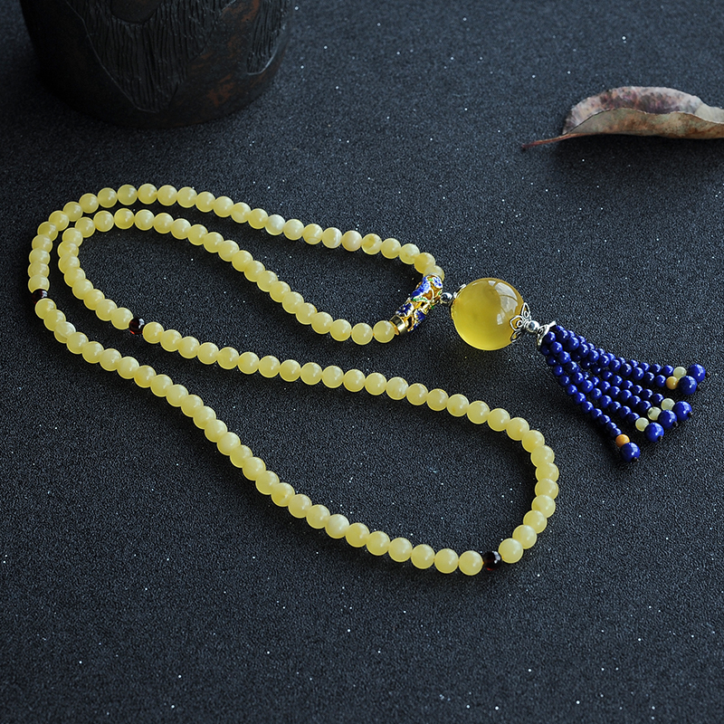 蜜蜡圆珠毛衣链-红掌柜