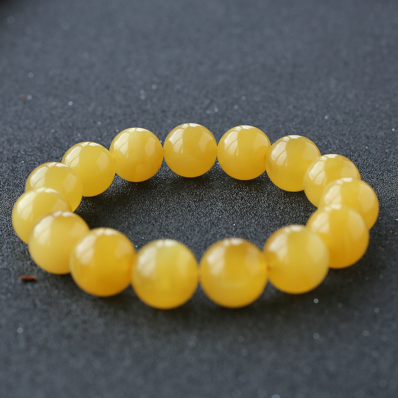 波罗的海鸡油黄蜜蜡单圈手串 - 红掌柜珠宝