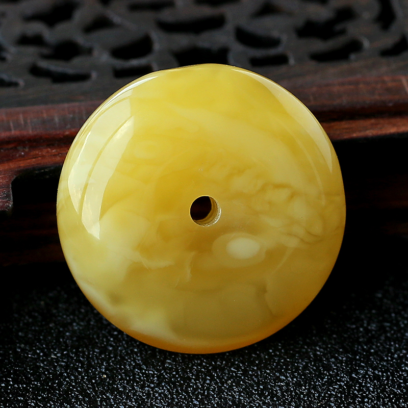 波罗的海天然蜜蜡平安扣吊坠-红掌柜