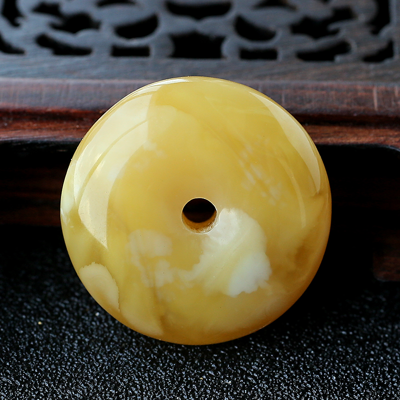 波罗的海天然蜜蜡平安扣吊坠-红掌柜