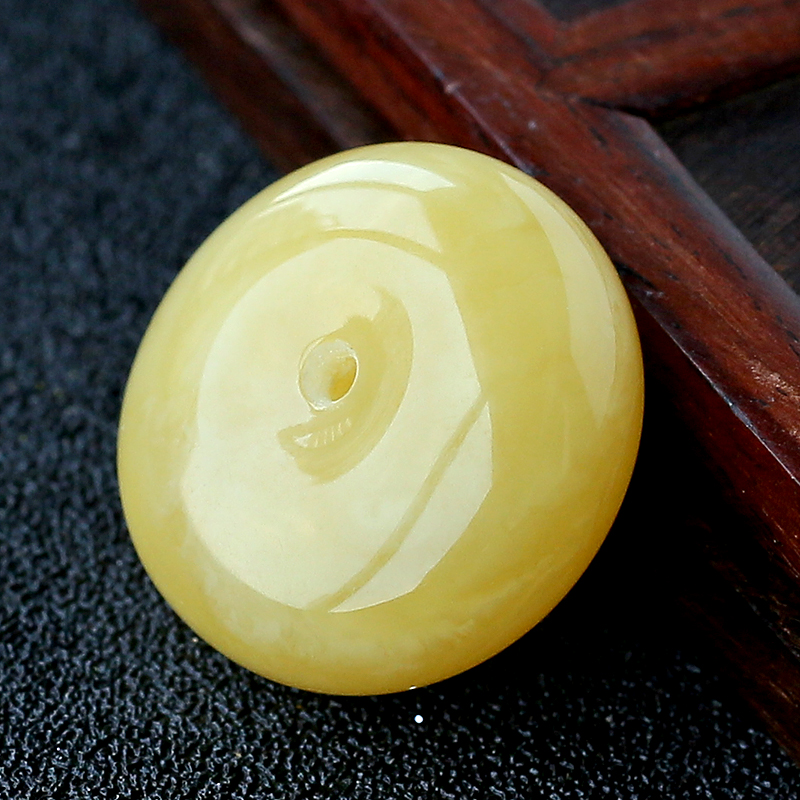 天然蜜蜡平安扣吊坠-红掌柜