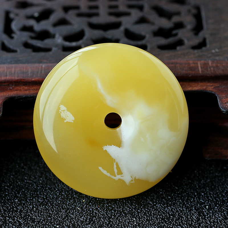 波罗的海天然蜜蜡平安扣吊坠-红掌柜